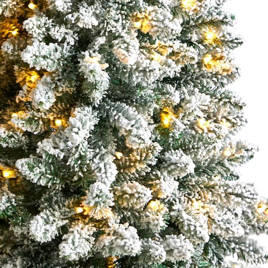 5ft. Pre-Lit Flocked Montreal Fir Artificial Christmas Tree, Warm White LED Lights